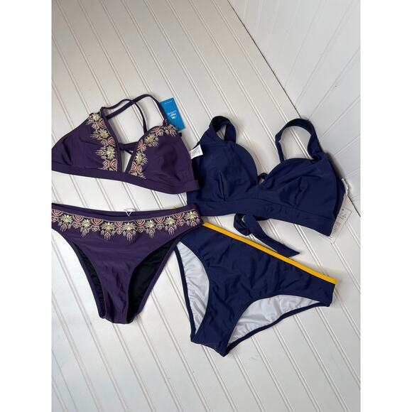 NWT Cupshe Embroidered Lace Bikini Top & Cheeky Bottoms Beach BUNDLE Size M - Picture 1 of 6